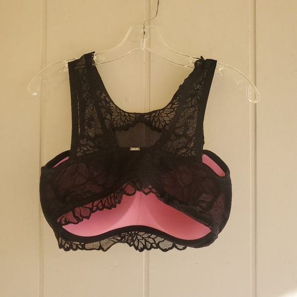 Victoria's Secret PINK Lace High Neck Push-Up Bralette Black Size Medium… - Picture 8 of 12